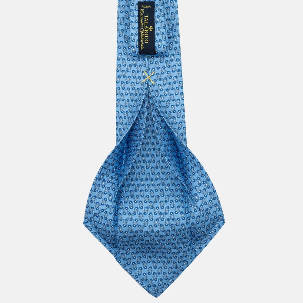 Cravatta 5 pieghe in seta Fantasia Floreale Celeste - JA056337-6