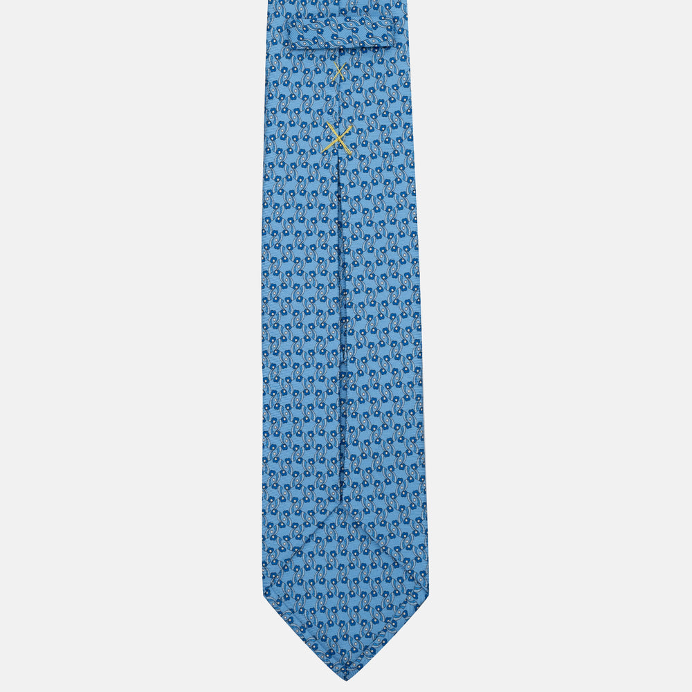 Cravatta 5 pieghe in seta Fantasia Floreale Celeste - JA056337-6