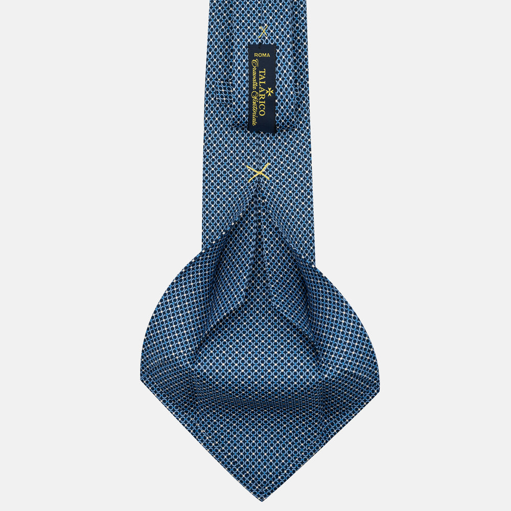 Cravatta 5 pieghe in seta Fantasia Concatenata Blu Celeste - JA056672-8