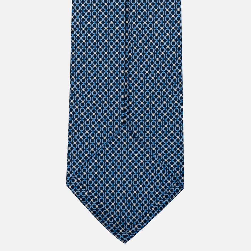 Cravatta 5 pieghe in seta Fantasia Concatenata Blu Celeste - JA056672-8