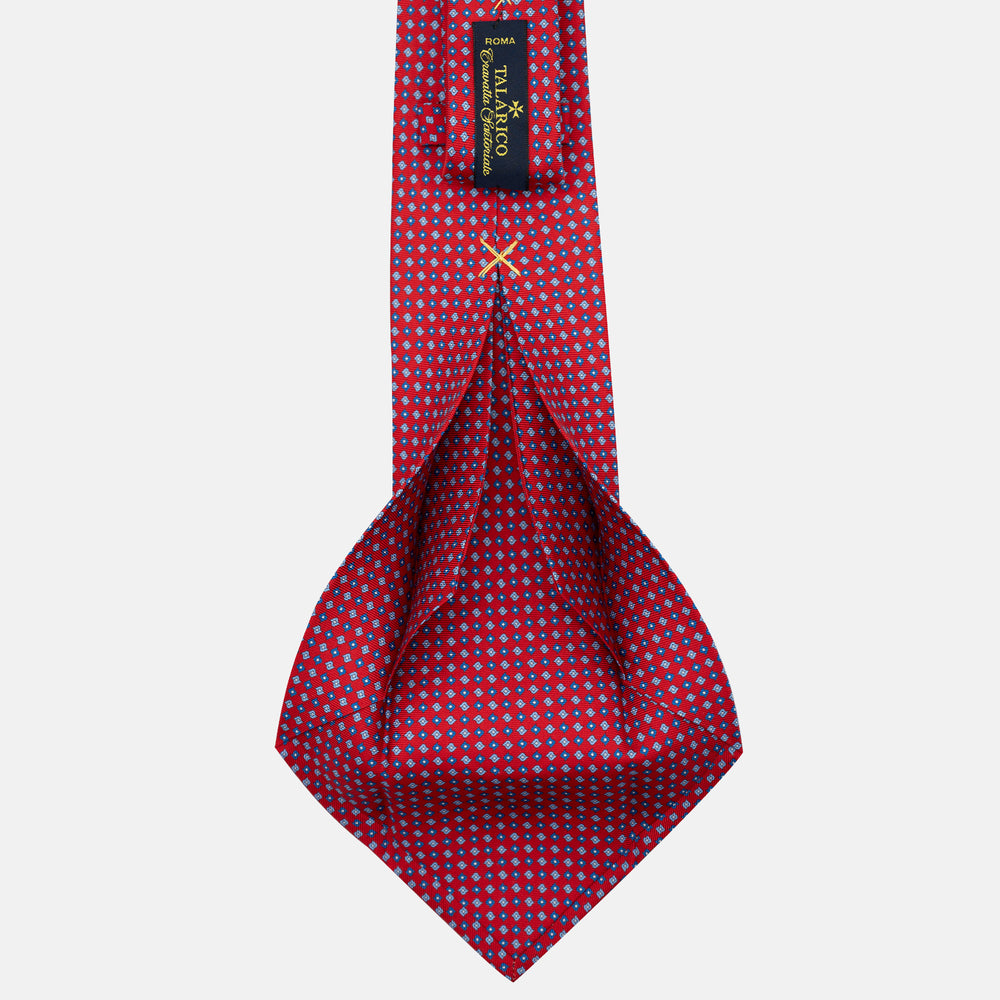 Cravatta 5 pieghe in seta Fantasia Geometrica Rosso - JA056673-4