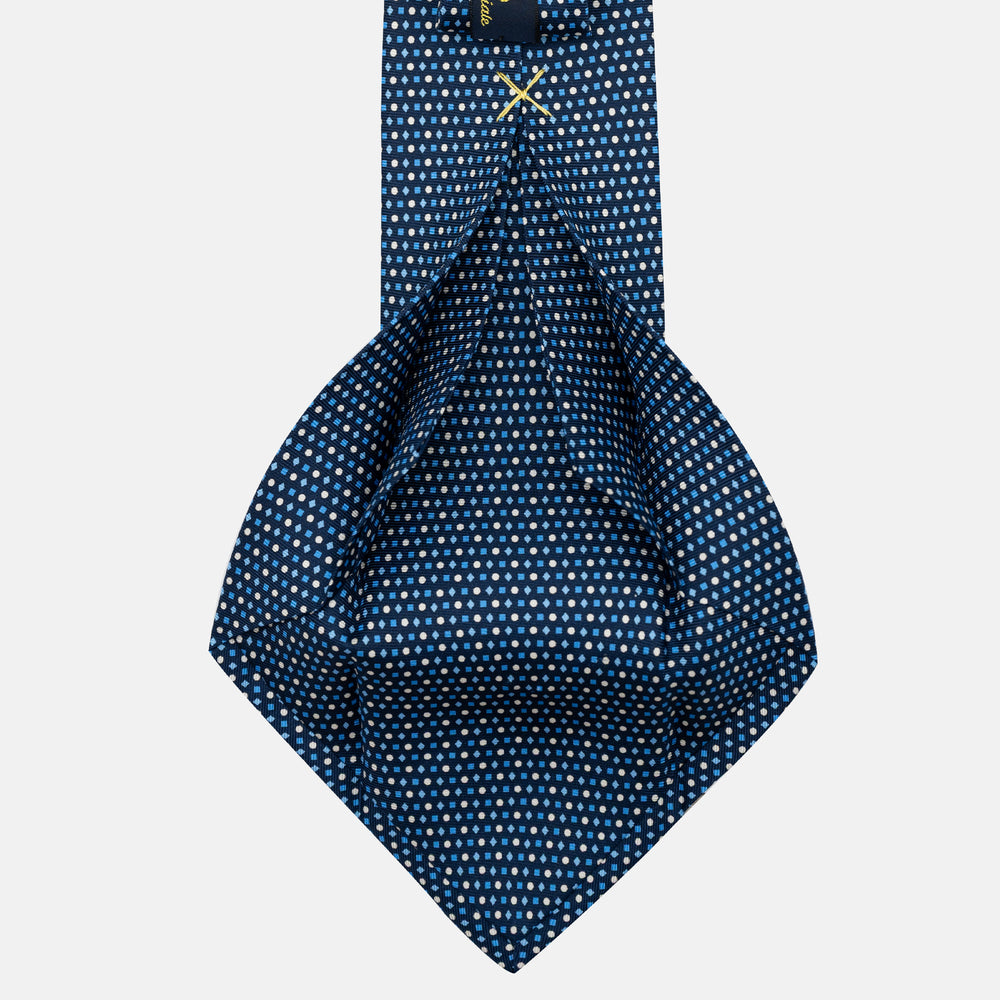 Cravatta 5 pieghe in seta Fantasia Geometrica Blu Celeste - JA056674-7