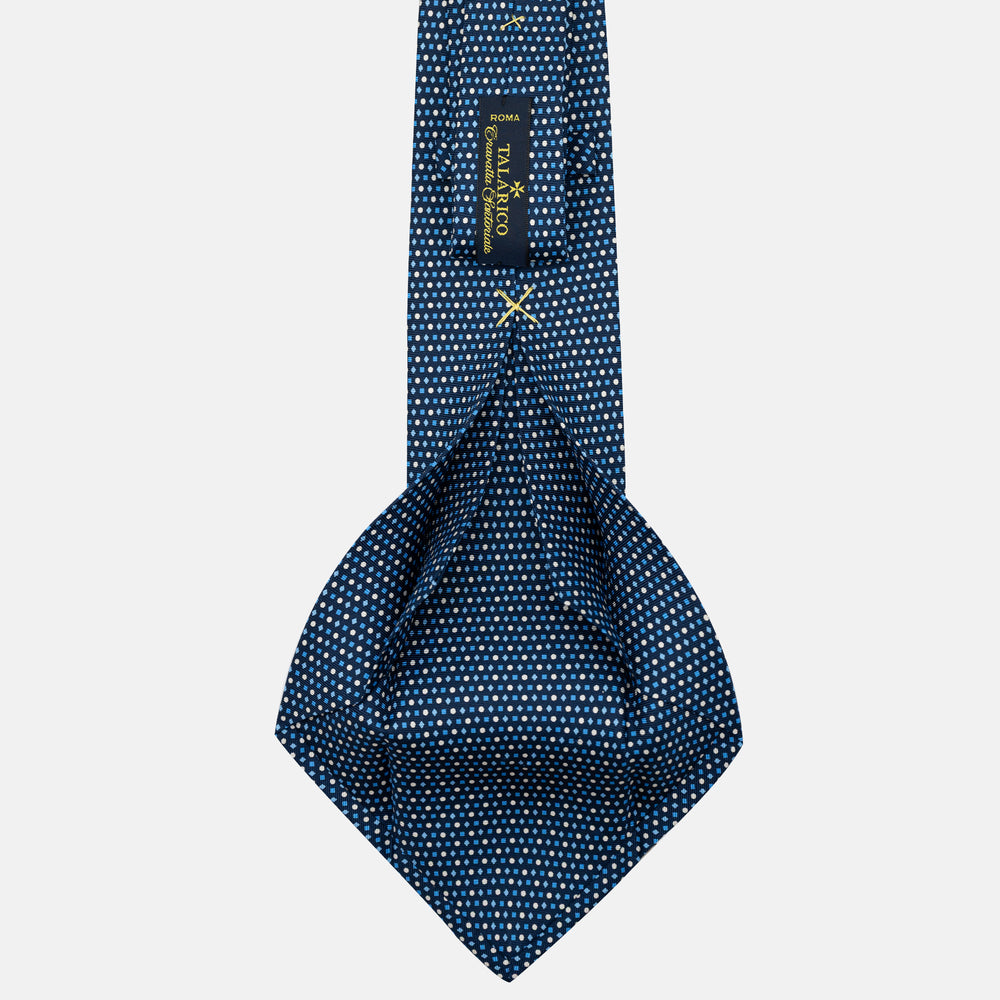 Cravatta 5 pieghe in seta Fantasia Geometrica Blu Celeste - JA056674-7