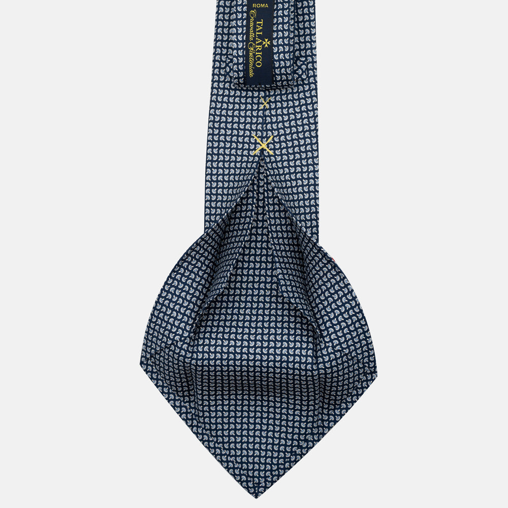 Cravatta 5 pieghe in seta Micro Fantasia Blu Grigio - JA056676-11