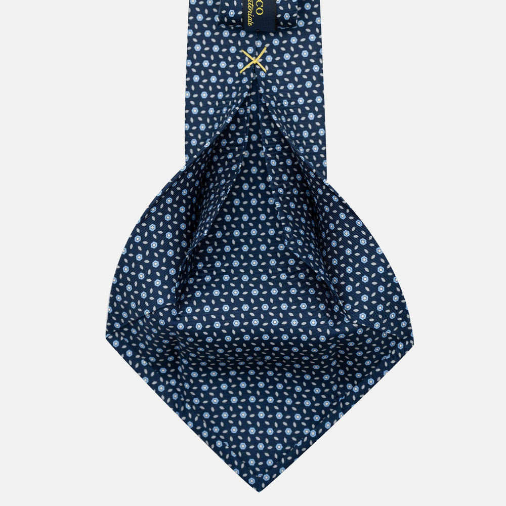 Cravatta 5 pieghe in seta Fantasia Floreale Blu Celeste - JA057079-12