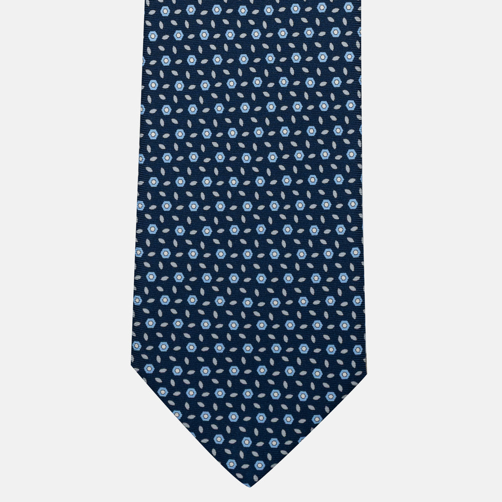 Cravatta 5 pieghe in seta Fantasia Floreale Blu Celeste - JA057079-12