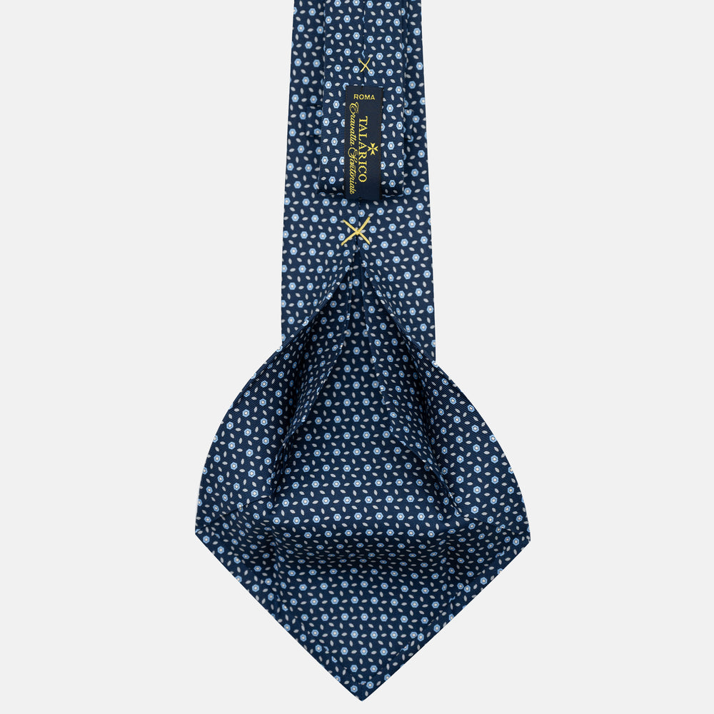 Cravatta 5 pieghe in seta Fantasia Floreale Blu Celeste - JA057079-12