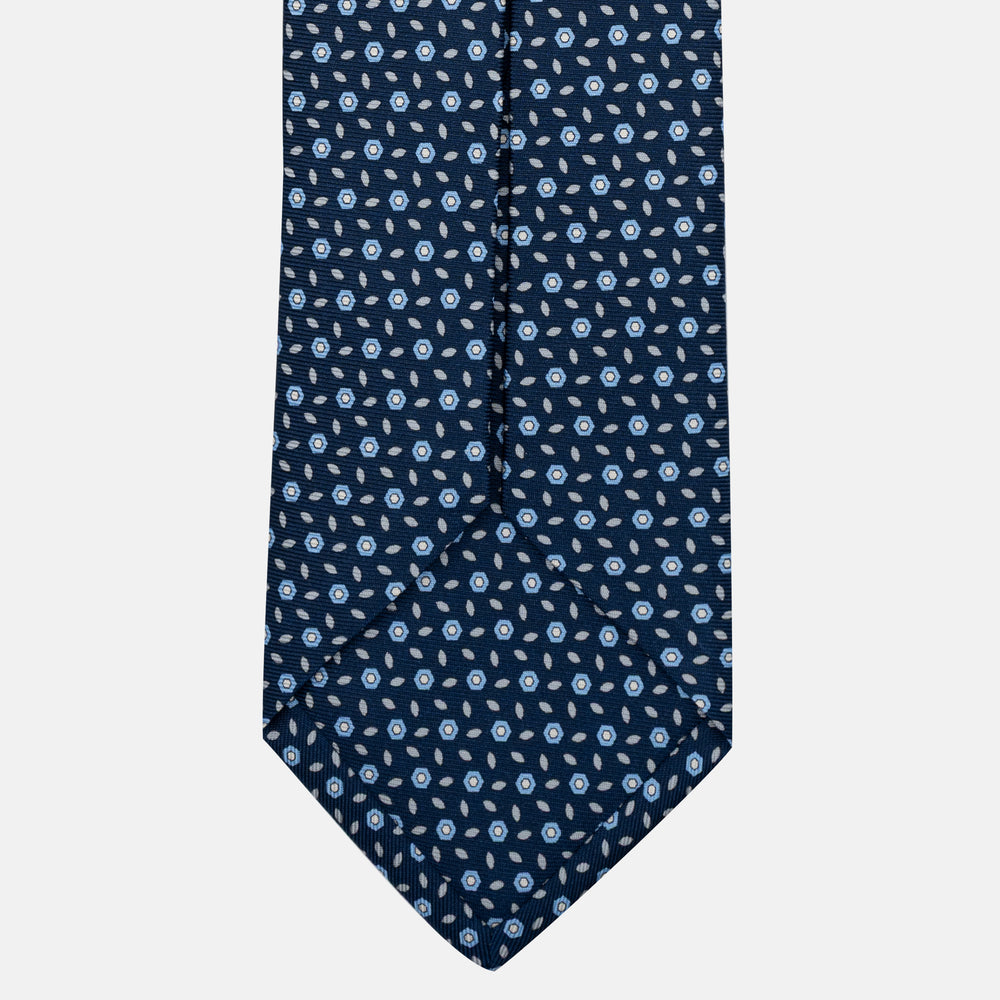 Cravatta 5 pieghe in seta Fantasia Floreale Blu Celeste - JA057079-12