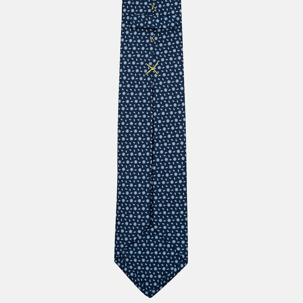 Cravatta 5 pieghe in seta Fantasia Floreale Blu Celeste - JA057079-12