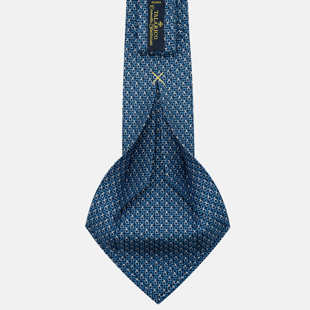 Cravatta 5 pieghe in seta Fantasia Concatenata Blu Celeste - JA057083-1