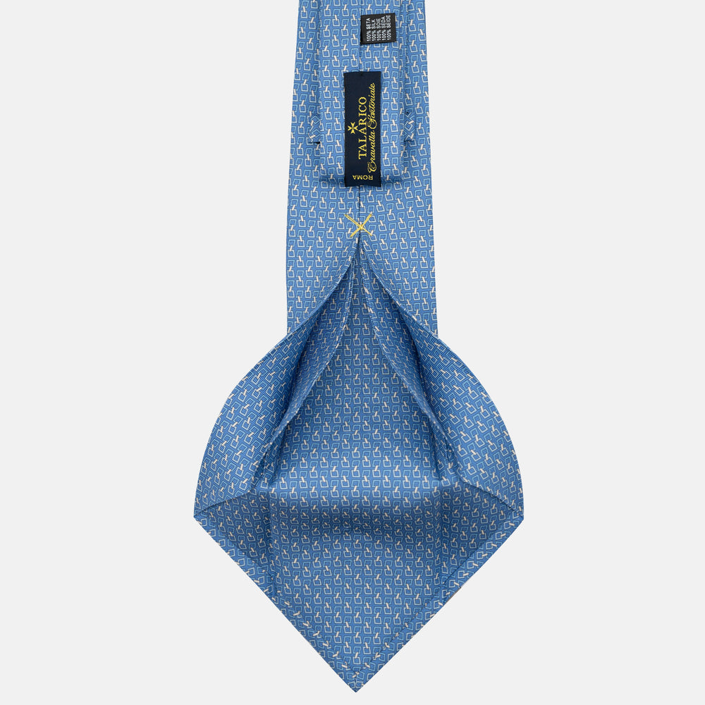 Cravatta 5 pieghe in seta Fantasia Concatenata Azzurro - JA057083-6