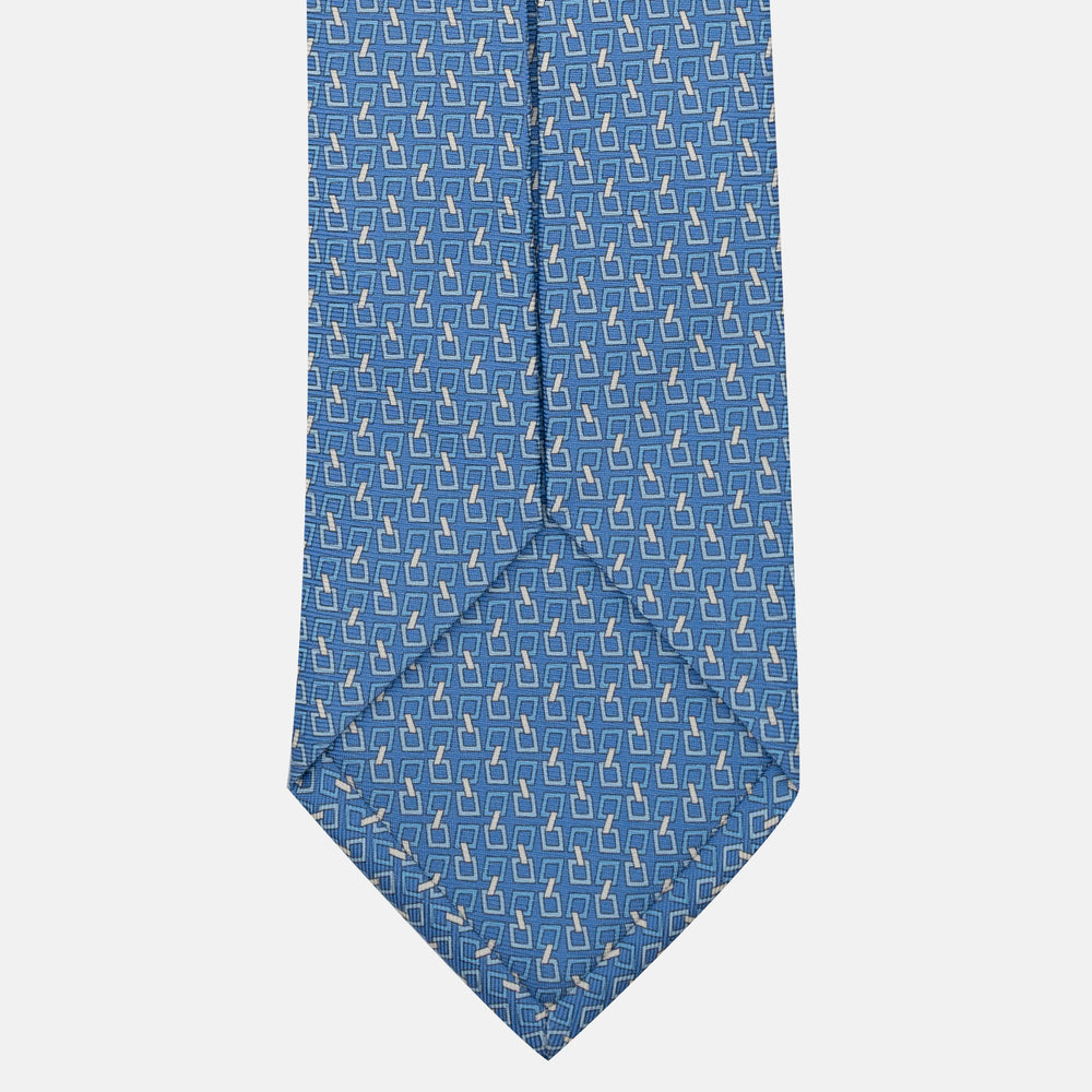 Cravatta 5 pieghe in seta Fantasia Concatenata Azzurro - JA057083-6