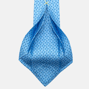 7-Fold Silk Tie with Light Blue Floral Pattern - JA057247-3