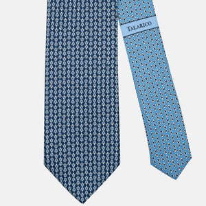 Cravatta 3 pieghe in Seta Fantasia Floreale Blu Celeste - JA300-2