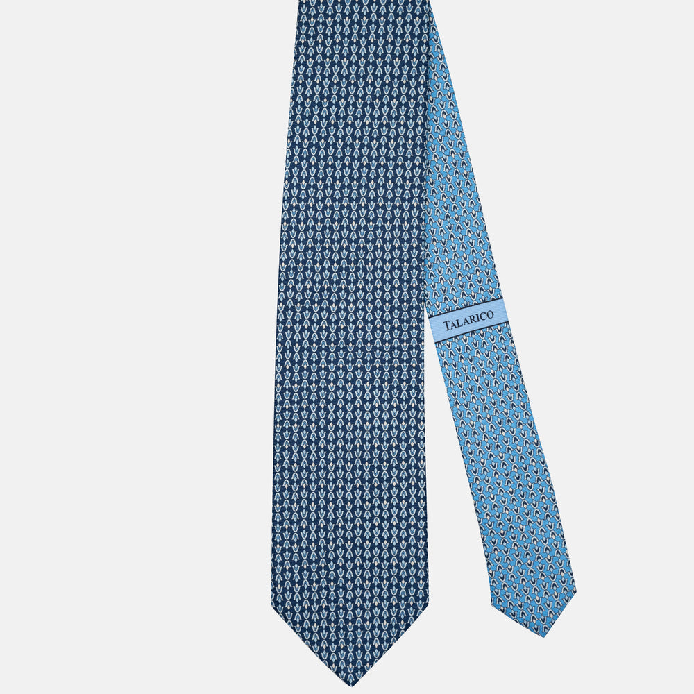 Cravatta 3 pieghe in Seta Fantasia Floreale Blu Celeste - JA300-2