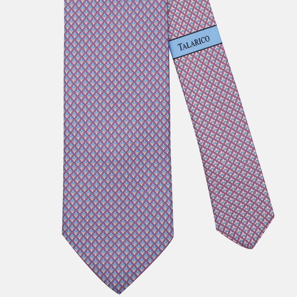 Cravatta 3 pieghe in Seta Micro Fantasia Rosa Celeste/Rosa - JA302-5