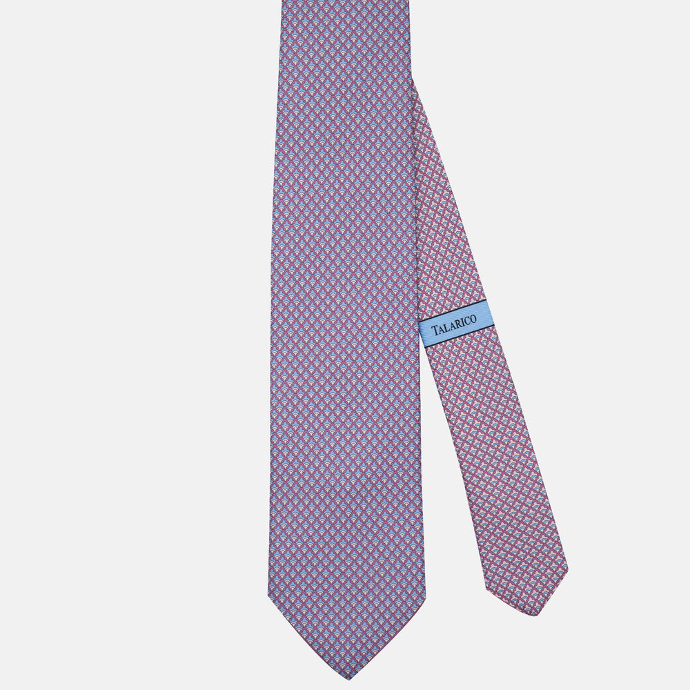 Cravatta 3 pieghe in Seta Micro Fantasia Rosa Celeste/Rosa - JA302-5