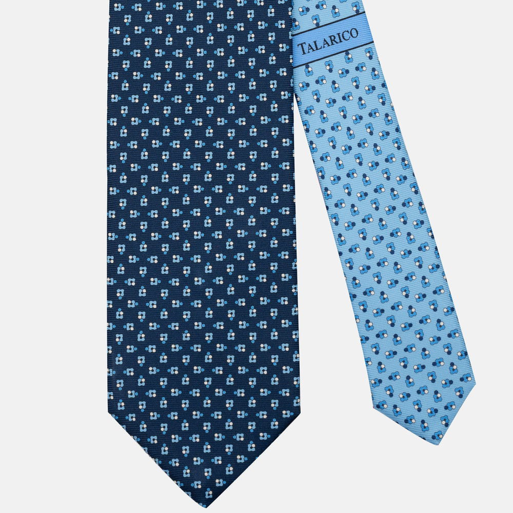 Cravatta 3 pieghe in Seta Fantasia Floreale Blu Celeste - JA304-2