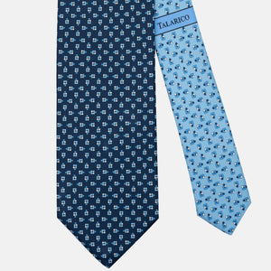 Cravatta 3 pieghe in Seta Fantasia Floreale Blu Celeste - JA304-2