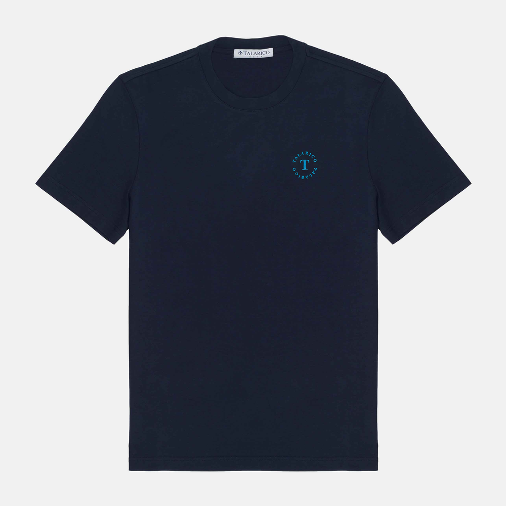 T SHIRT TALARICO IN COTONE BLU CON LOGO PISCINA