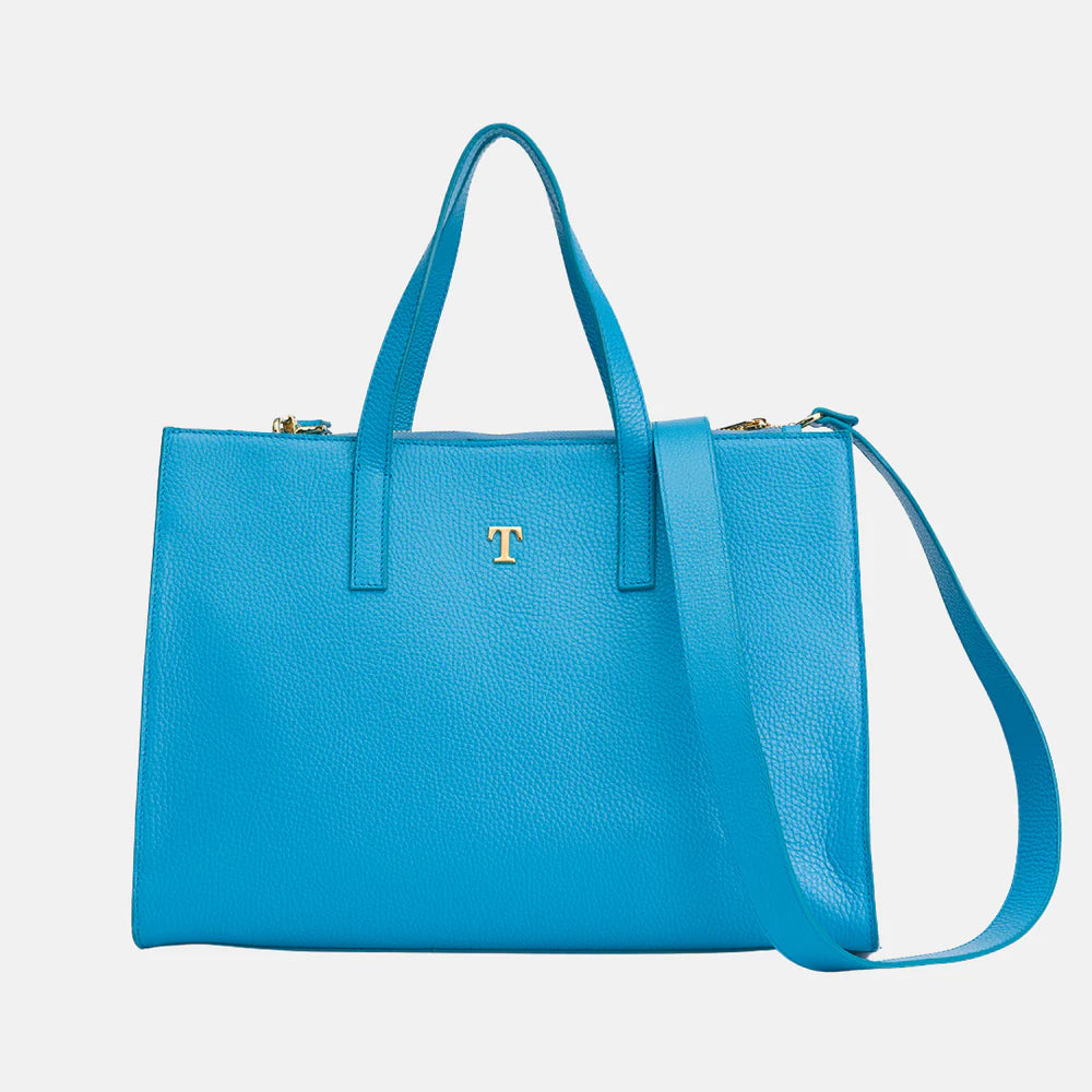 Talarico Shopper Bag in Hammered Leather Lime color
