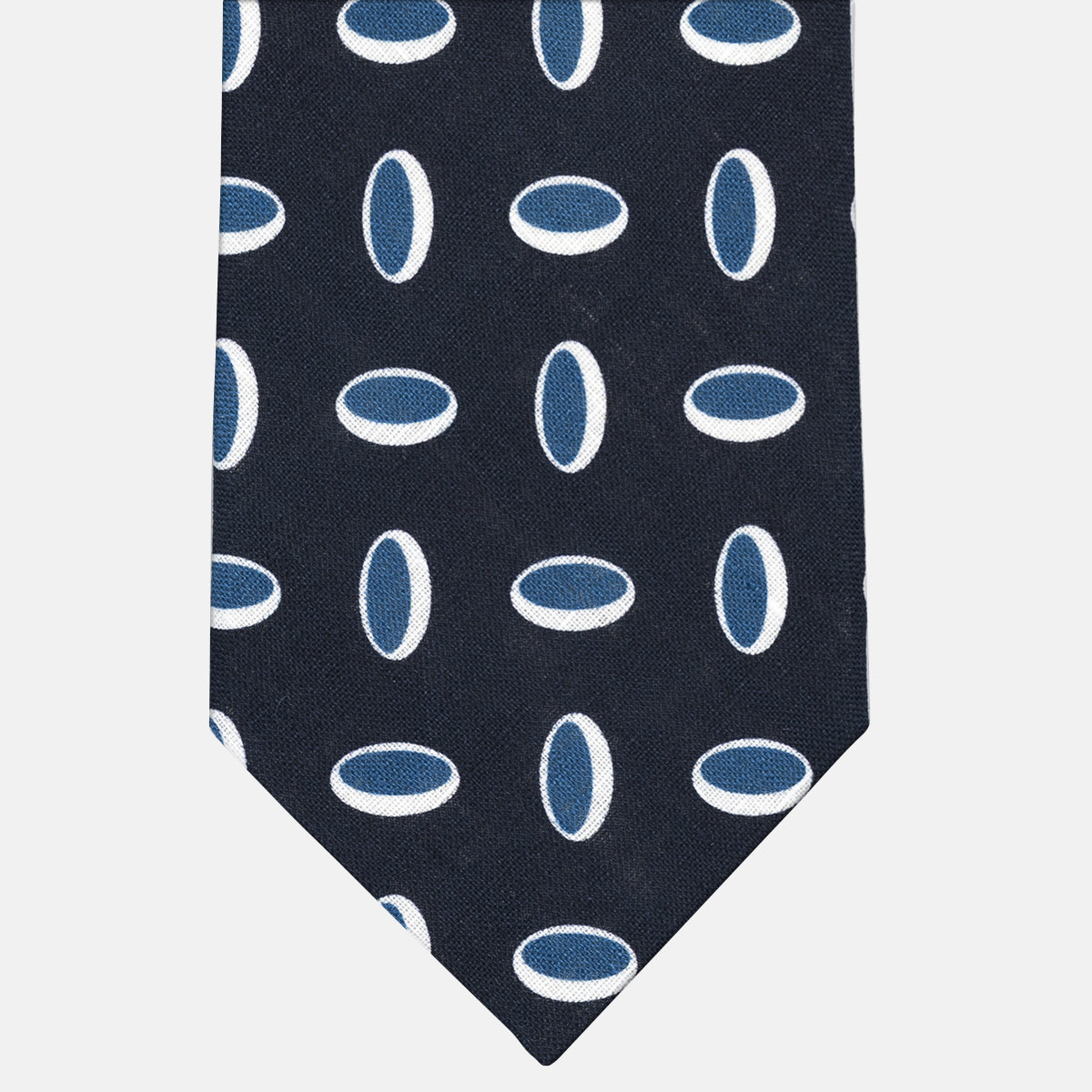 3 Fold Tie in Irish Linen Geometric Pattern Blue Sky Blue-M49114