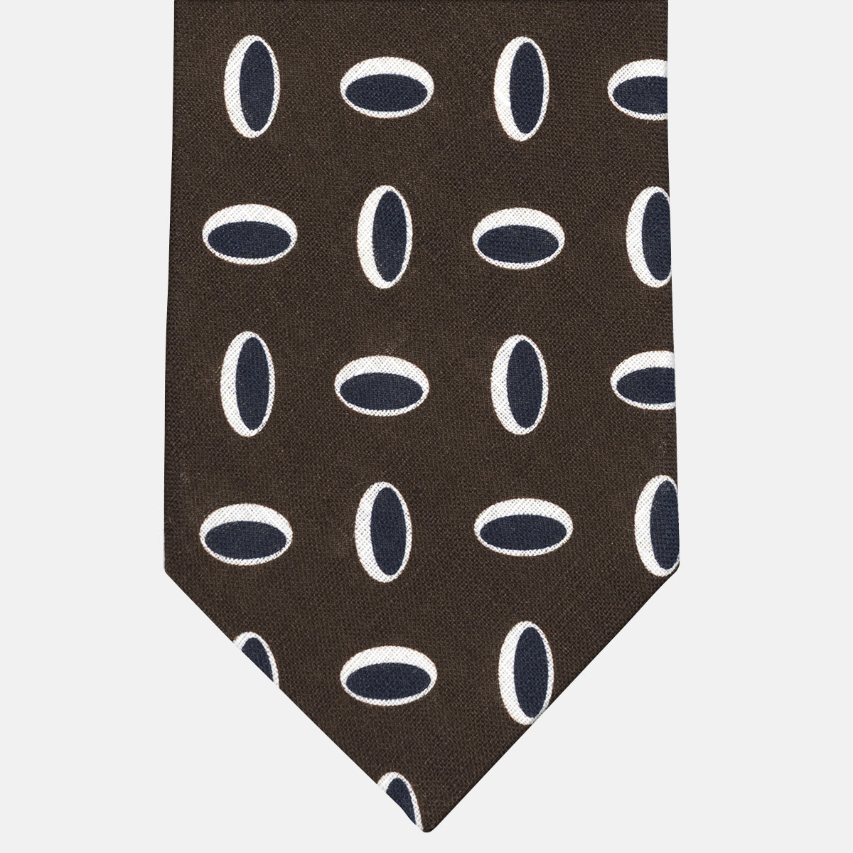 3 Fold Tie in Irish Linen Geometric Pattern Brown-M49114