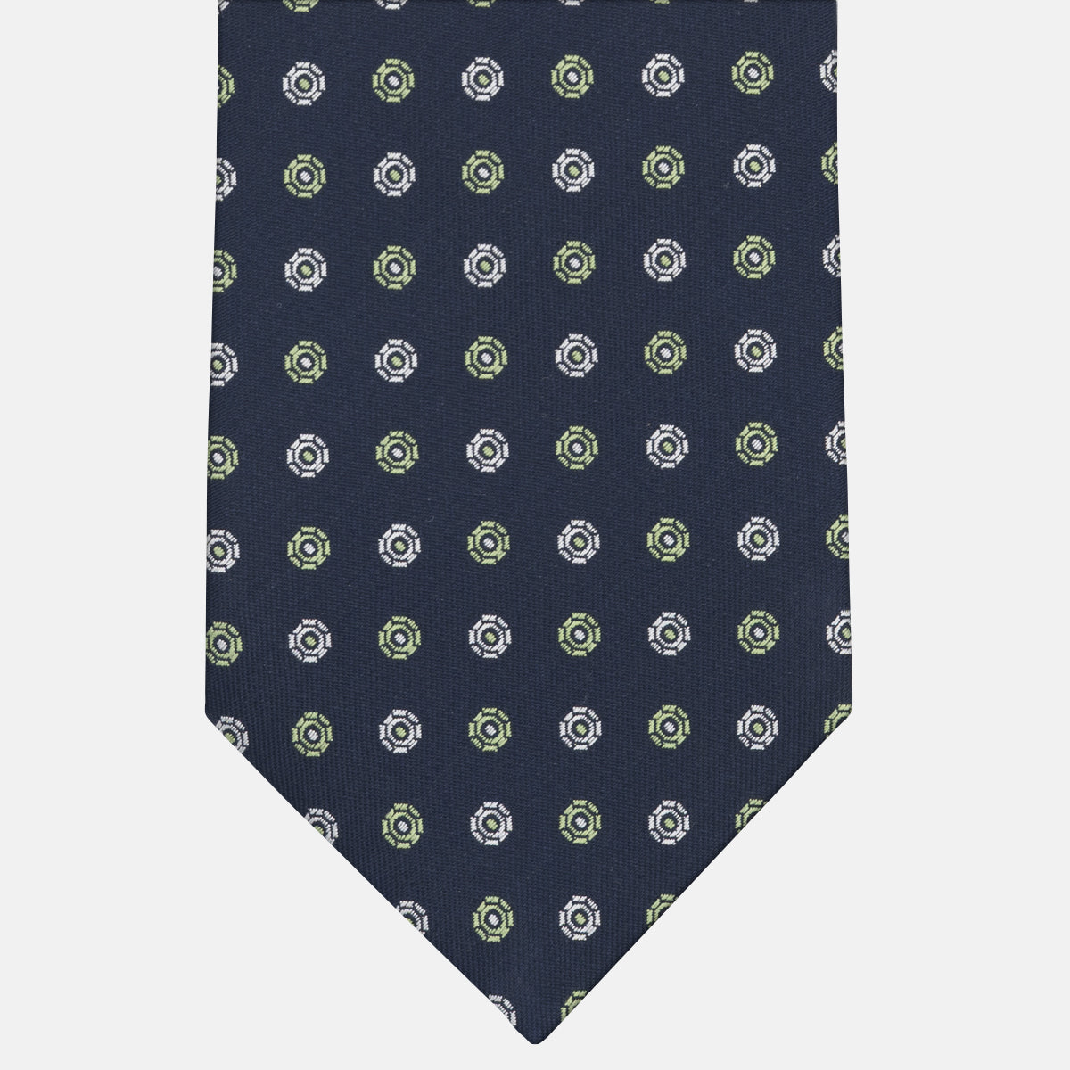 Cravatta Collezione 1999 in Seta Pesante Fantasia Geometrica Blu Verde