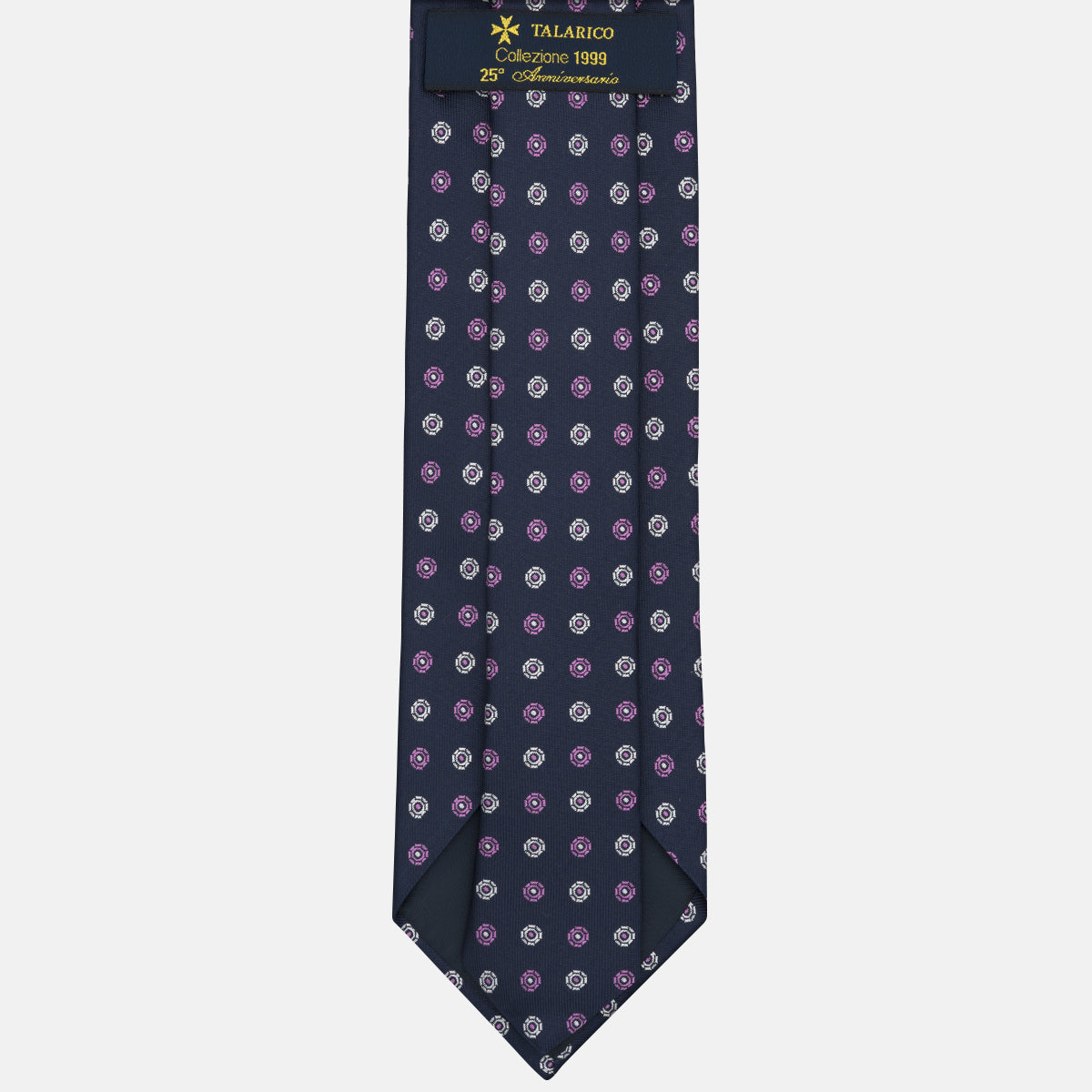Cravatta Collezione 1999 in Seta Pesante Fantasia Geometrica Blu Rosa