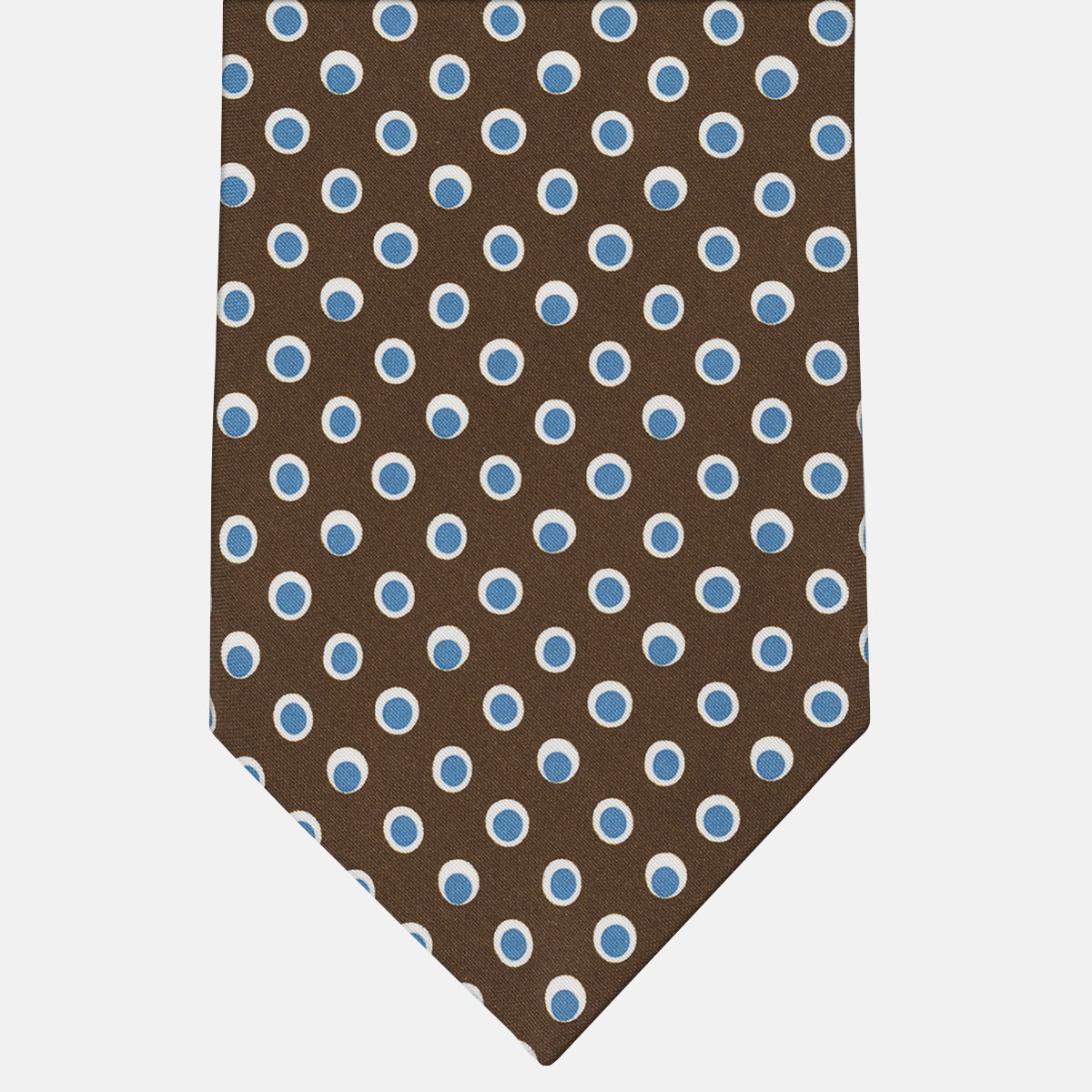 Three-Fold Tie in Irish Linen with Brown and Light Blue Geometric Pattern