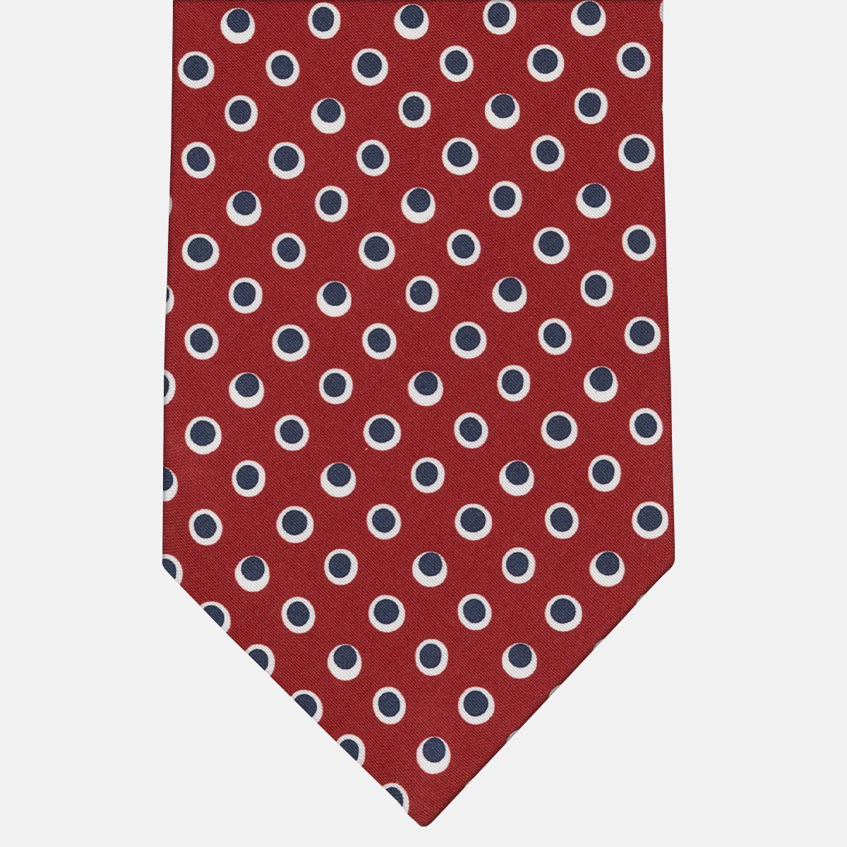 Three-Fold Tie in Irish Linen with Red and Blue Geometric Pattern