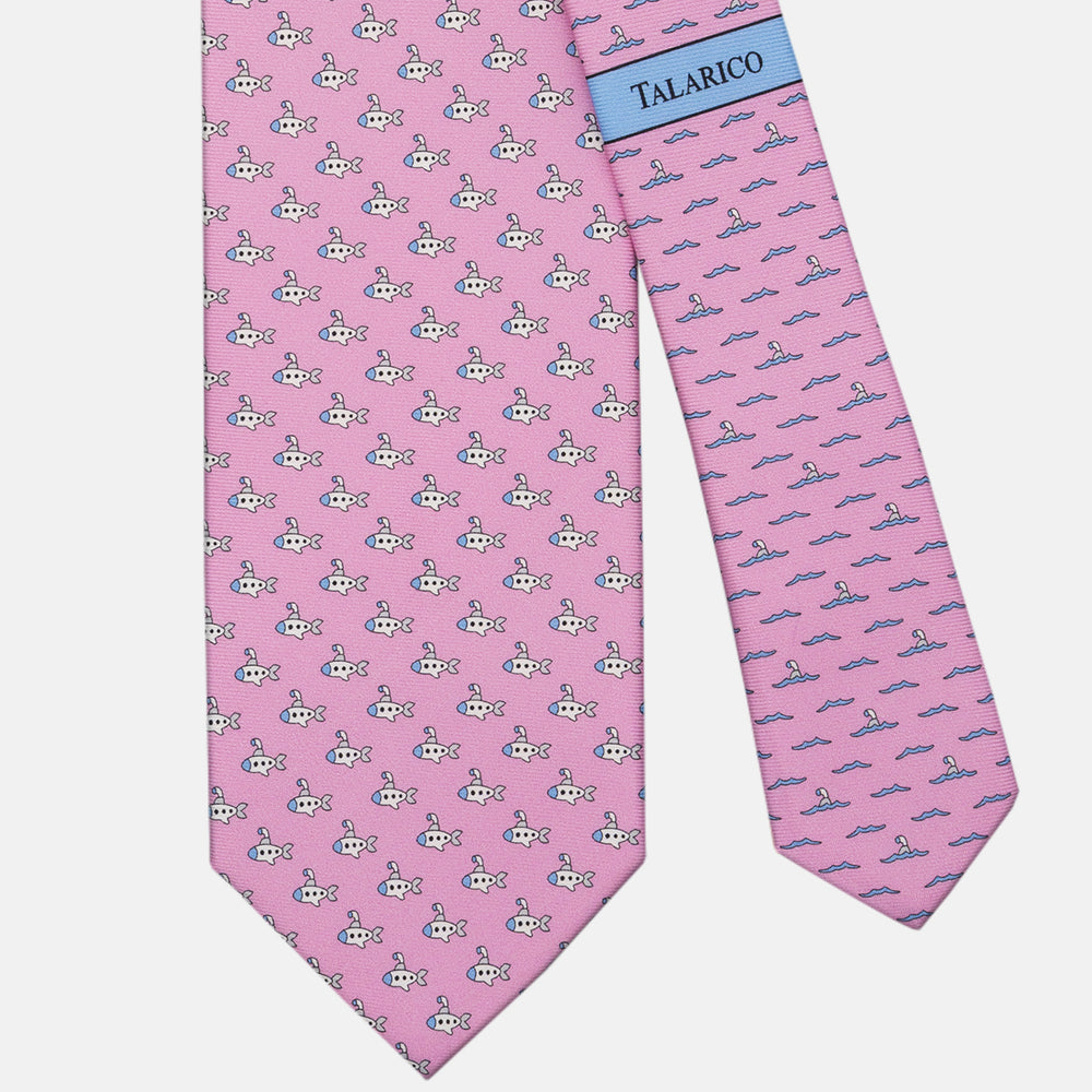 3-fold Tie in Silk Submarine Pattern Pink