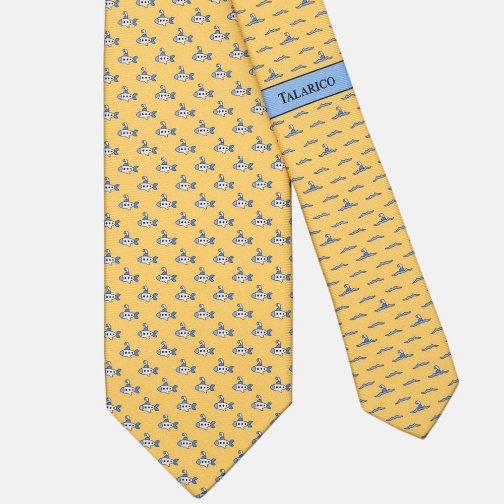 3-fold Tie in Yellow Submarine Pattern Silk