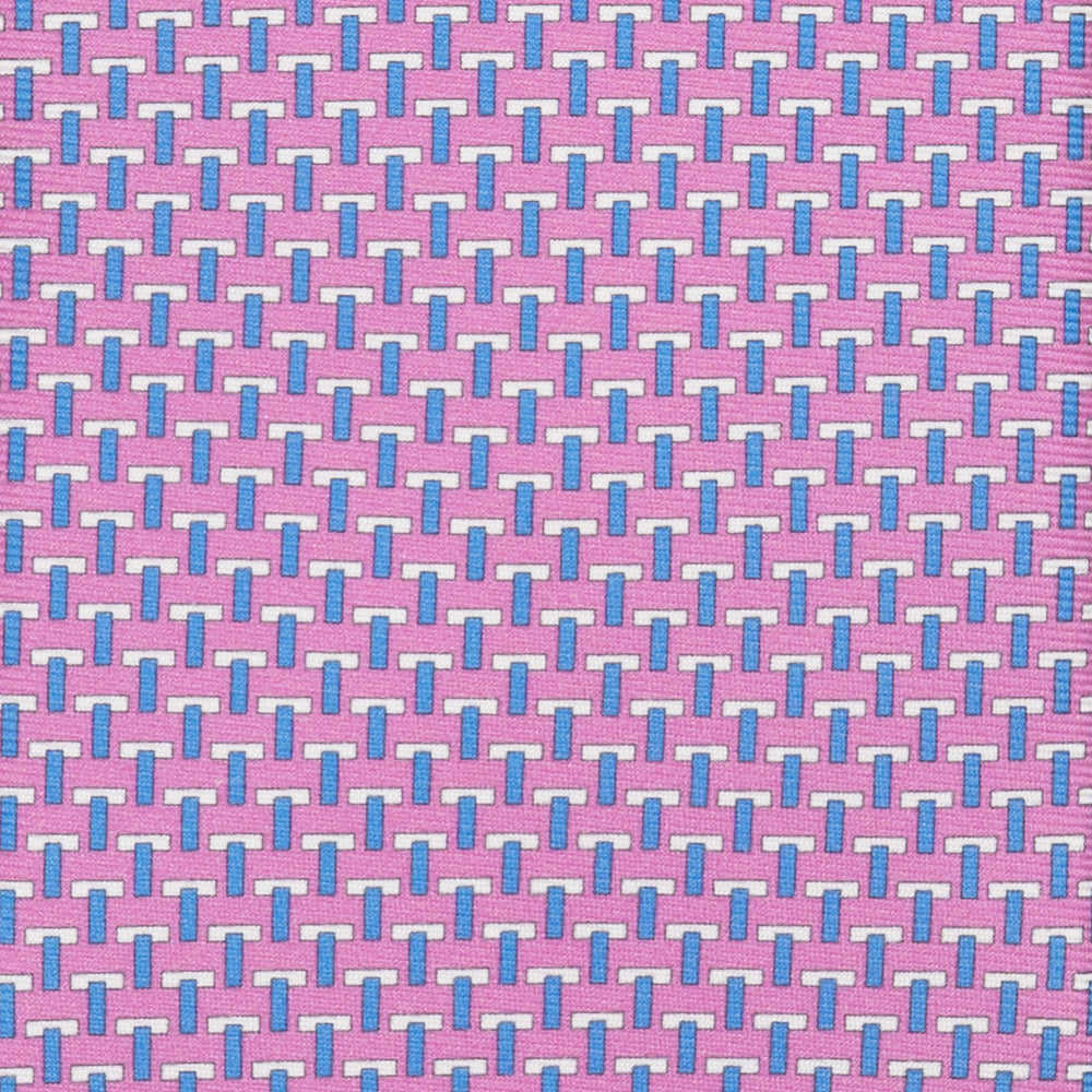 Three-Fold Silk T Iconic Tie in Pink and Light Blue