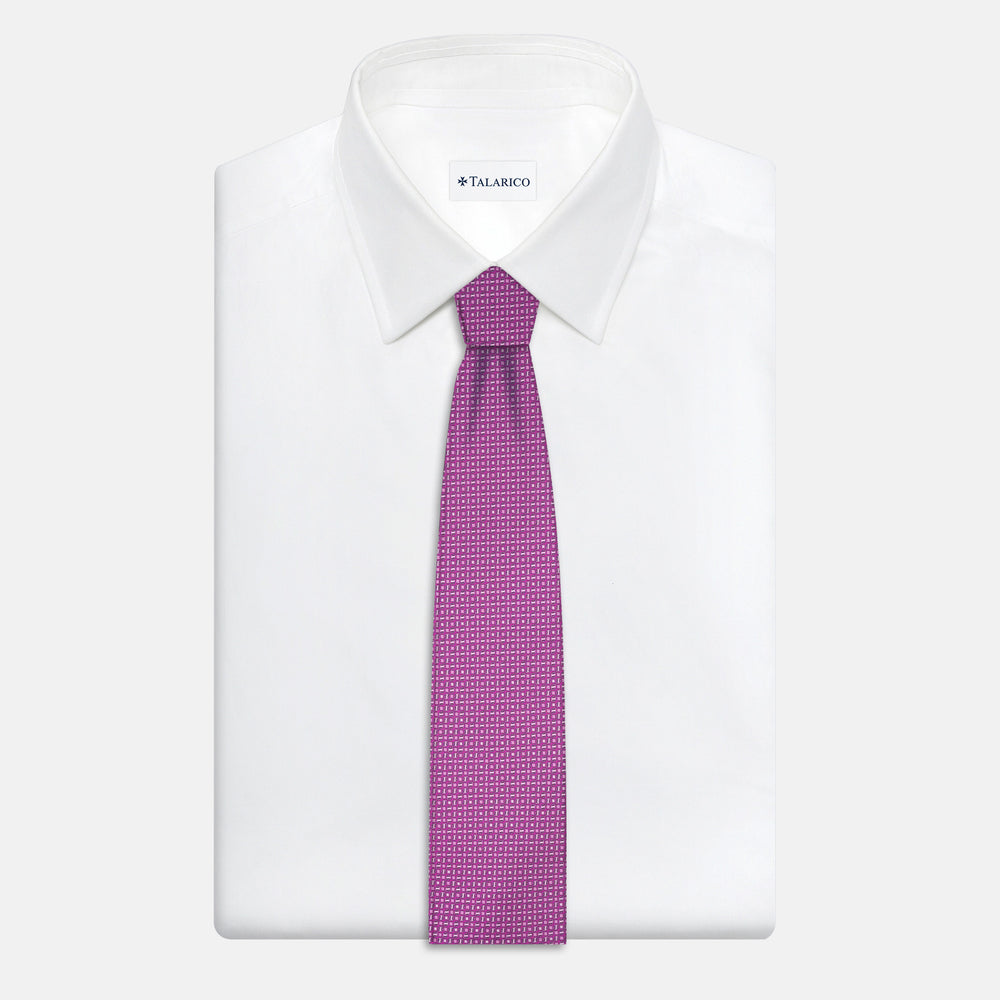 3-Fold Satin Micro Pattern Tie, Magenta - JA241003-1