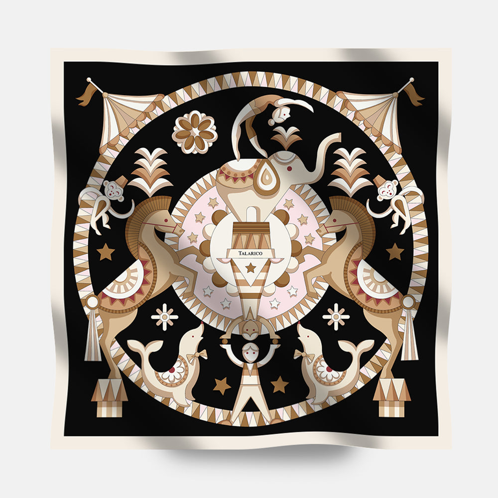 90's Circus of Wonders Twill Silk Scarf