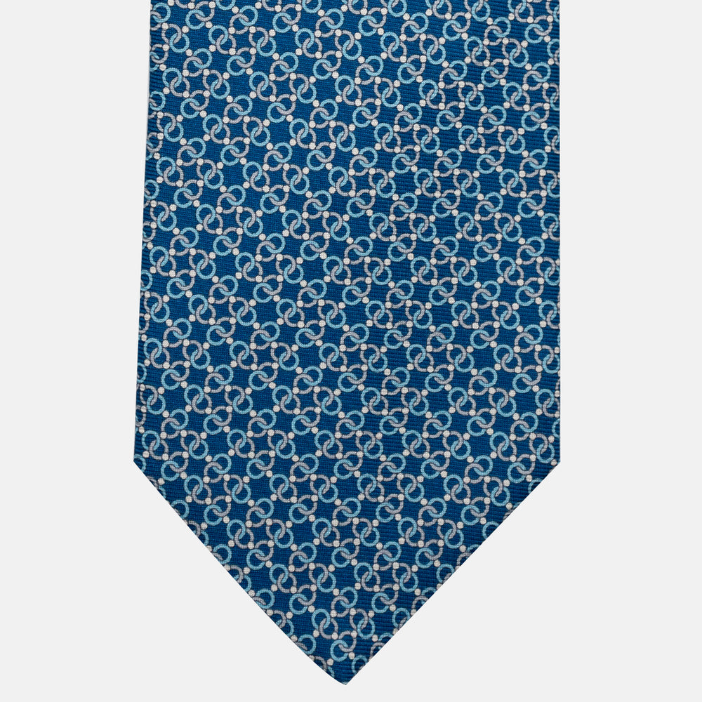 3-Fold Silk Tie, Chain Pattern, Light Blue - JA055937-10