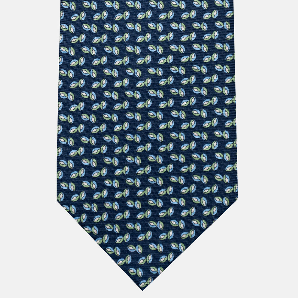 3-Fold Silk Tie, Micro Pattern, Blue and Green - JA056126-10