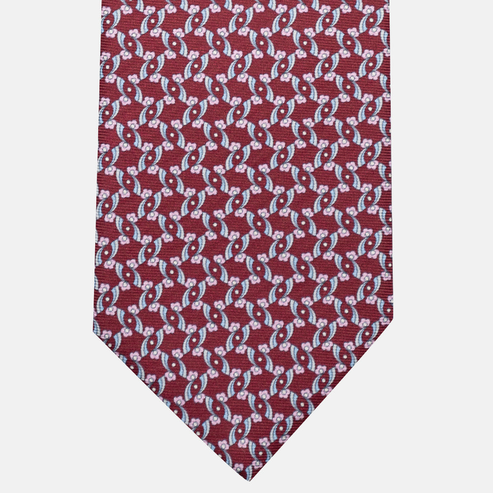 3-Fold Silk Tie, Floral Pattern, Bordeaux - JA056337-10