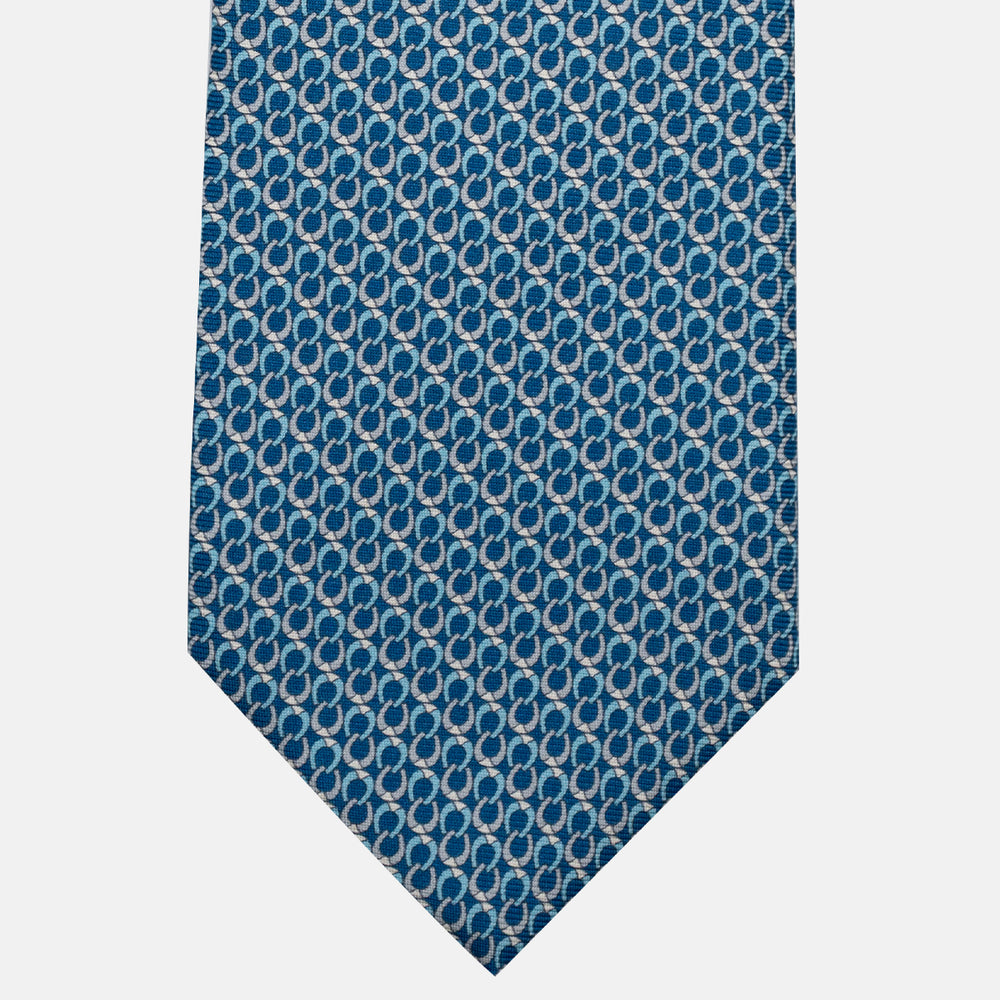 Cravatta 3 pieghe in Seta, Fantasia Concatenata, Azzurro Grigio - JC056339-10