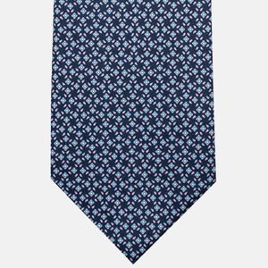 3-Fold Silk Tie, Floral Pattern, Blue Pink - JA056130-10