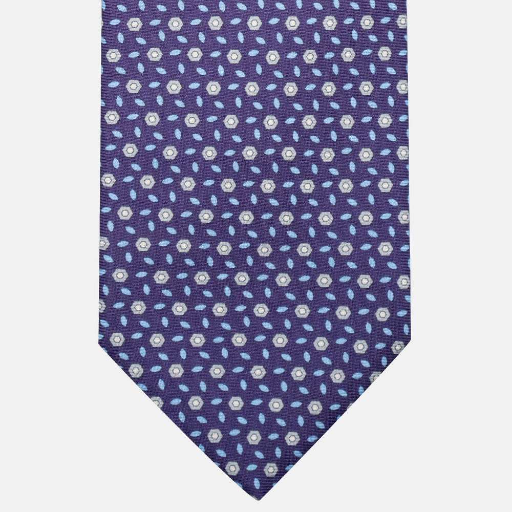 3-Fold Silk Tie, Floral Pattern, Purple - JA057079-10