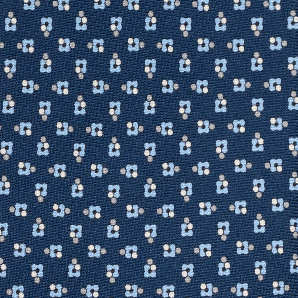 Cravatta 3 pieghe in Seta, Fantasia Floreale, Blu Grigio - JA057247-10