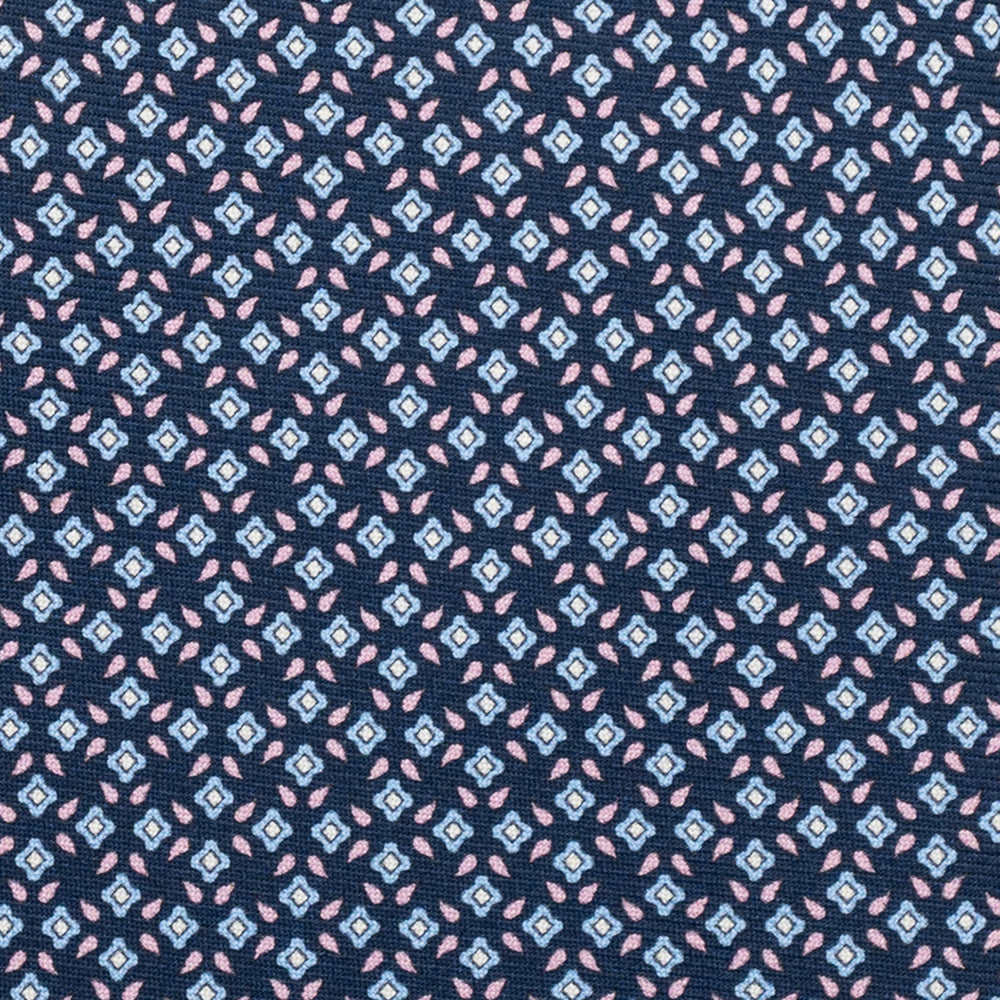3-Fold Silk Tie, Floral Pattern, Blue Pink - JA056130-10