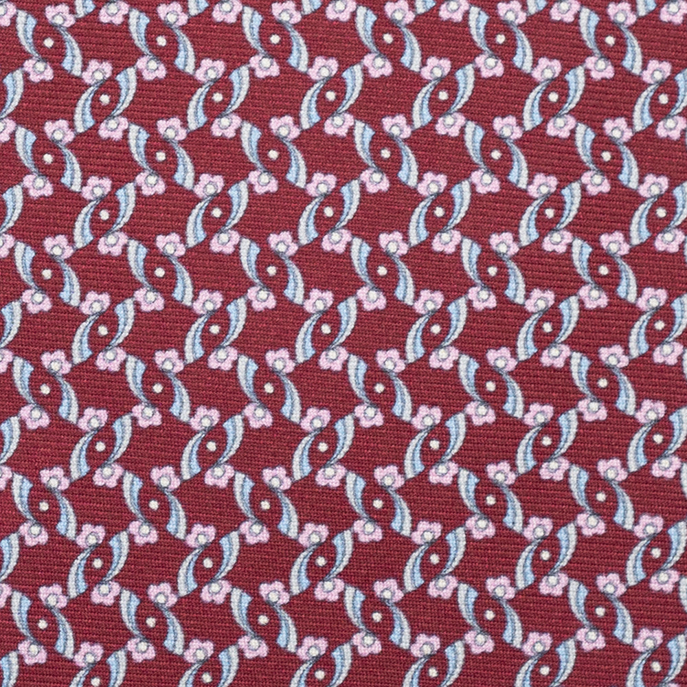 3-Fold Silk Tie, Floral Pattern, Bordeaux - JA056337-10