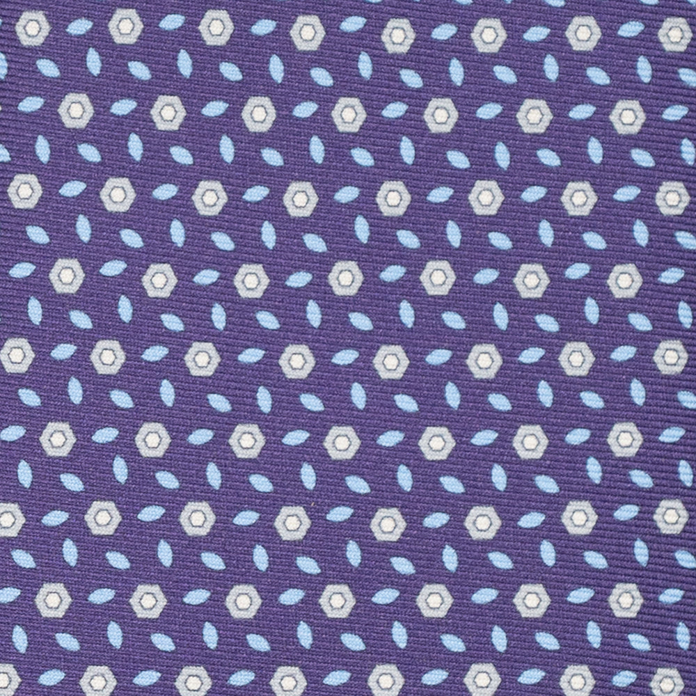 3-Fold Silk Tie, Floral Pattern, Purple - JA057079-10