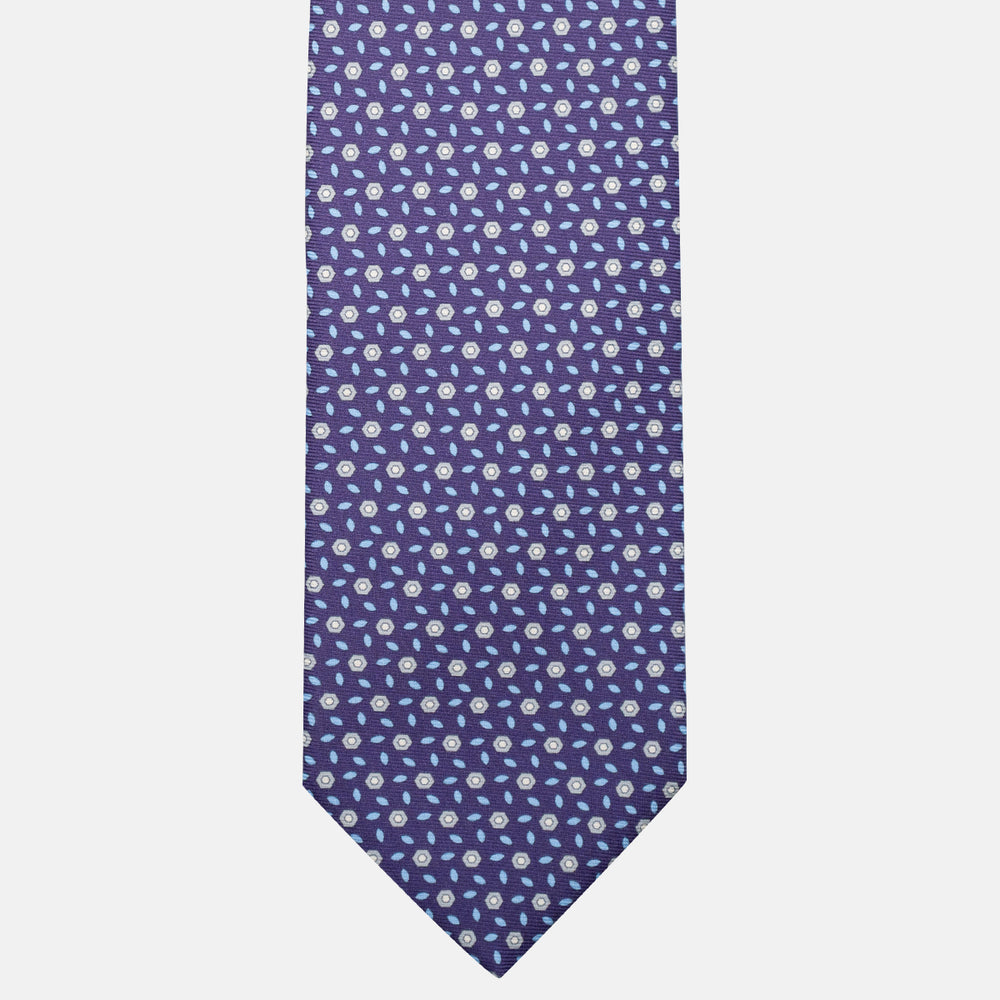 3-Fold Silk Tie, Floral Pattern, Purple - JA057079-10