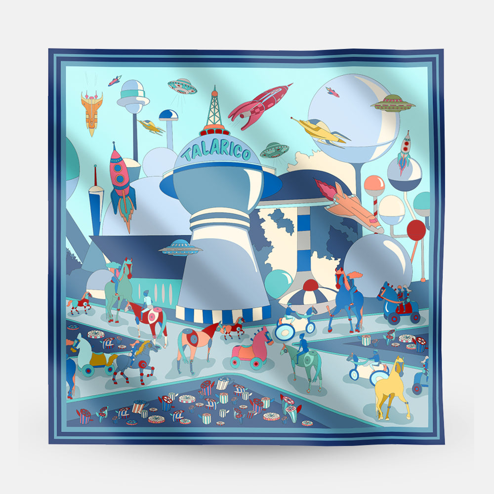 Pochette da Taschino in Seta Fantasia Città Futura
