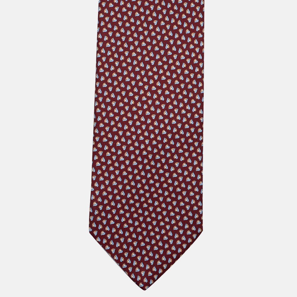 3-Fold Silk Tie, Micro Pattern, Bordeaux - JA056125-10