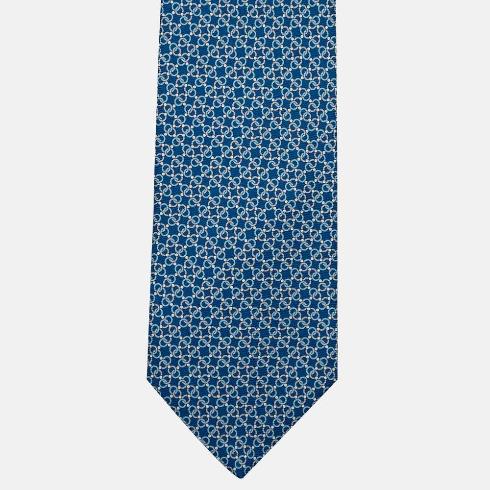 3-Fold Silk Tie, Chain Pattern, Light Blue - JA055937-10